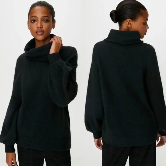 Aritzia Babaton The Group Adichie Oversized Turtleneck Sweater Black Medium - Picture 2 of 8
